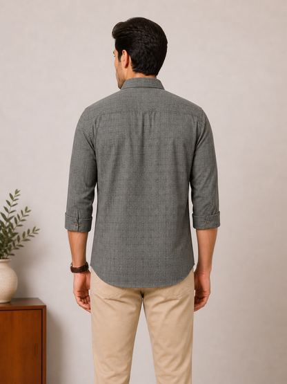 Lionies Men’s Grey Textured Shirt – Style & Comfort Combo