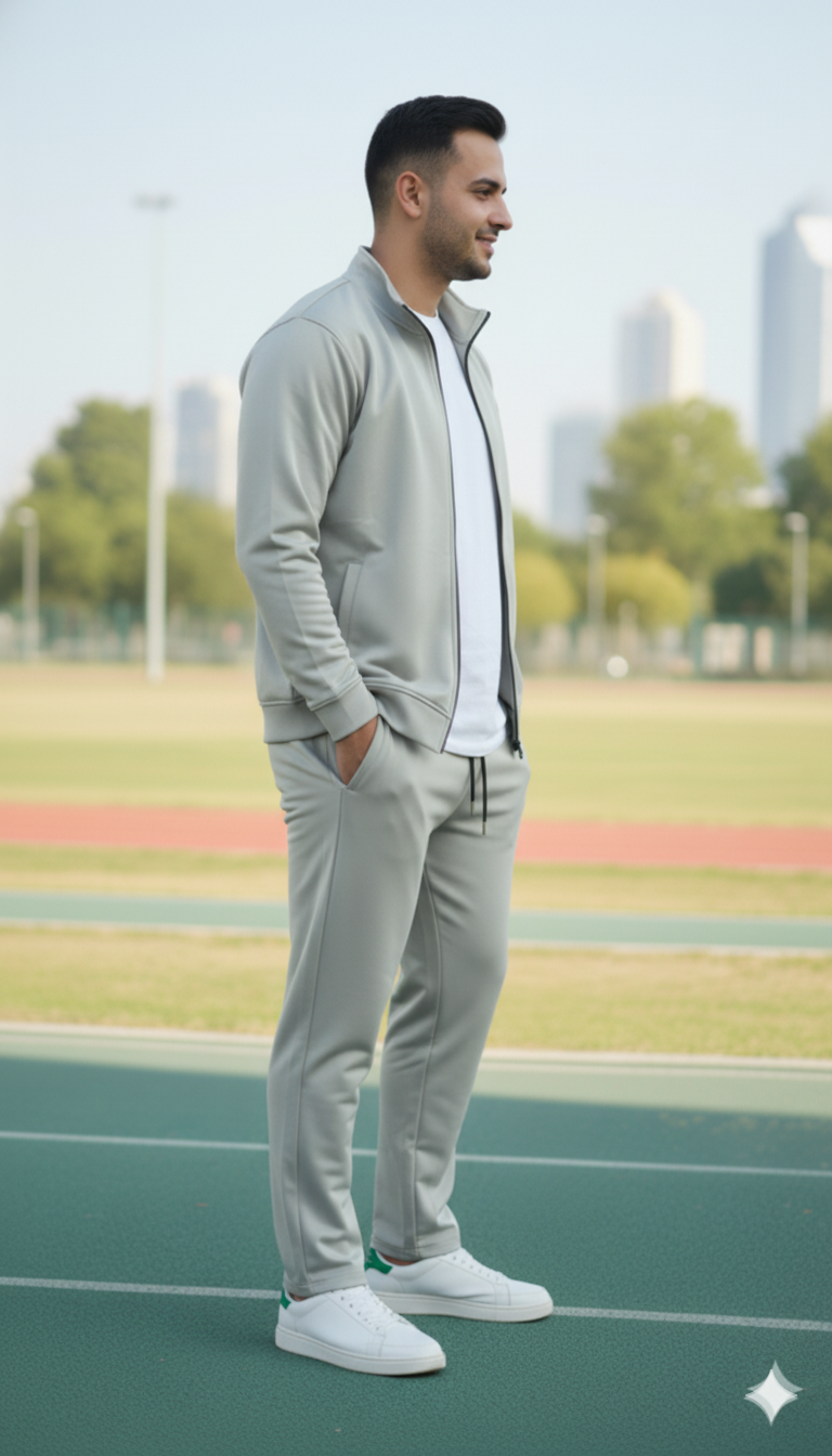 LIONIES Light Grey Men’s Track Suit Trendy Athleisure Set for All-Day Comfort