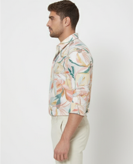 LIONIES Men’s Multicolor Tropical Leaf Printed & Stylish Summer Casual Shirt