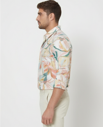 LIONIES Men’s Multicolor Tropical Leaf Printed & Stylish Summer Casual Shirt