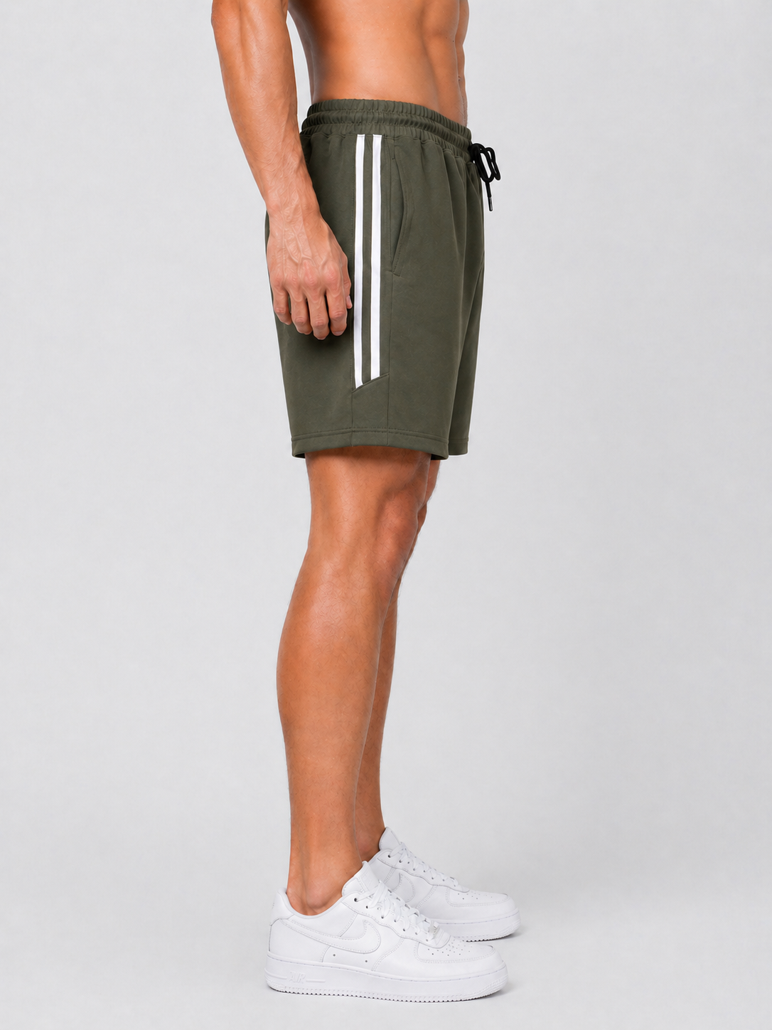 Lionies Olive Green Shorts for Men – Trendy Stripe Design & Everyday Comfort Wear