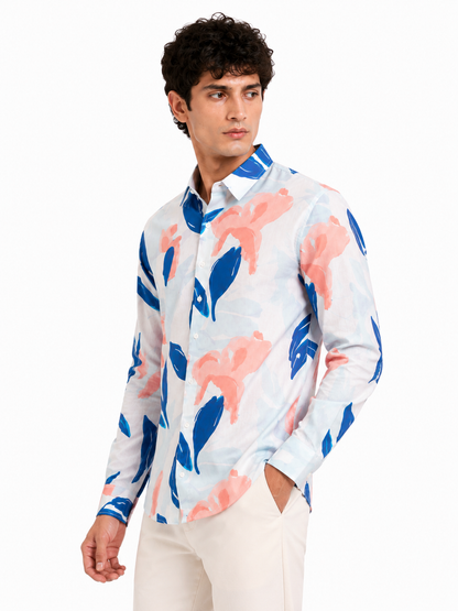 Stylish Abstract Print Slim Fit Shirt for Men