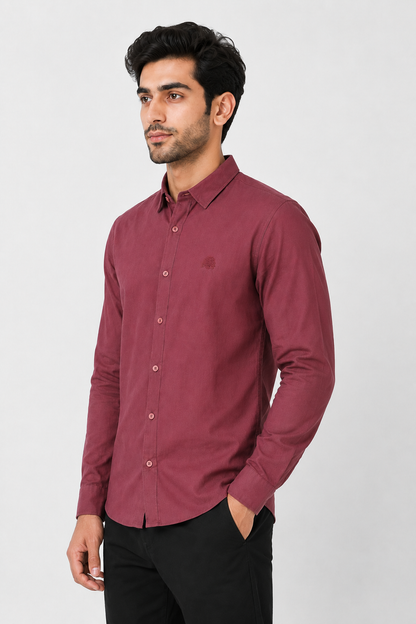 Lionies Trendy Burgundy Formal Casual Shirt for Men