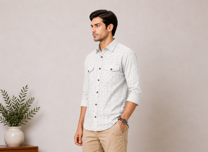 Lionies Light Grey Textured Shirt – Premium Smart Fit