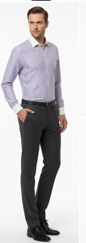 LIONIES Premium Purple & White Striped Formal Shirt for Men