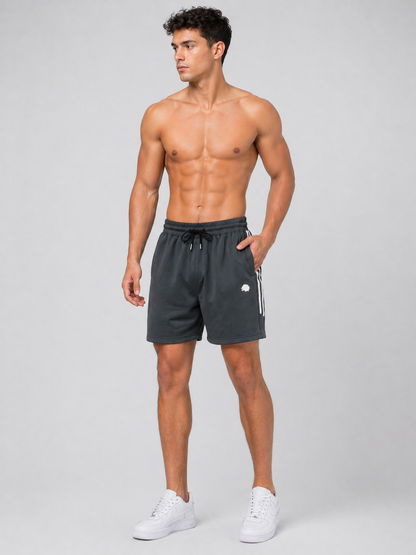 LIONIES Dark Grey Shorts for Men – Trendy Stripe Design & Everyday Comfort Wear