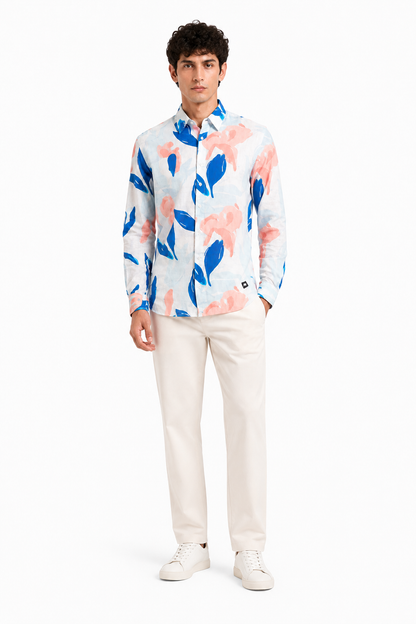 Stylish Abstract Print Slim Fit Shirt for Men