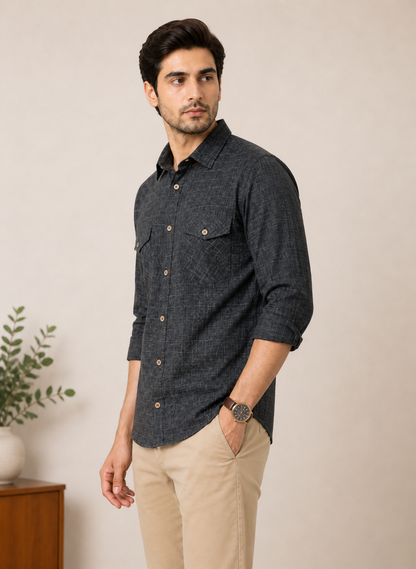 Lionies Stylish Dark Grey Shirt for Men Modern Collection