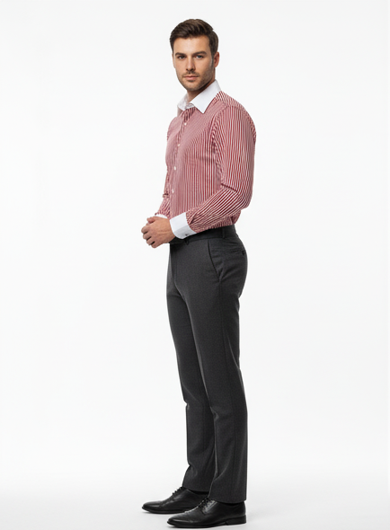 LIONIES Premium Red & White Striped Formal Shirt for Men Classic Slim Fit Office Wear