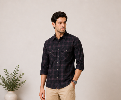 Lionies Men’s Stylish Pink Check Shirt Casual Collection