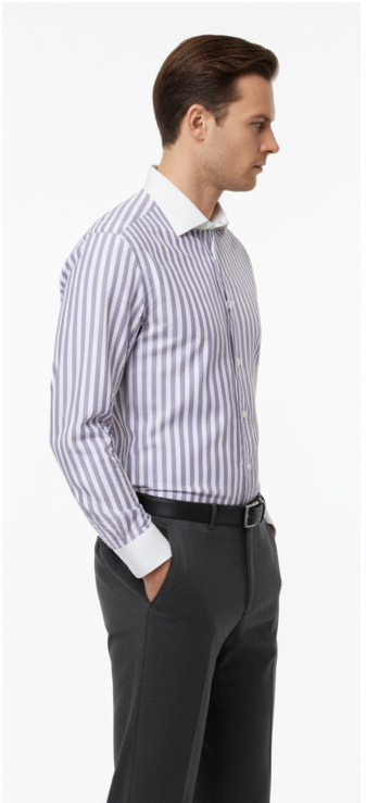 LIONIES Premium Purple & White Striped Formal Shirt for Men