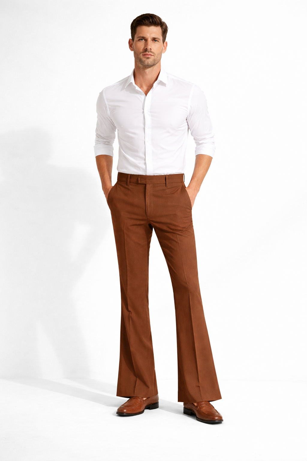 Premium Men’s Bootcut Pants Brown – Office Ready Smart Formal Wear