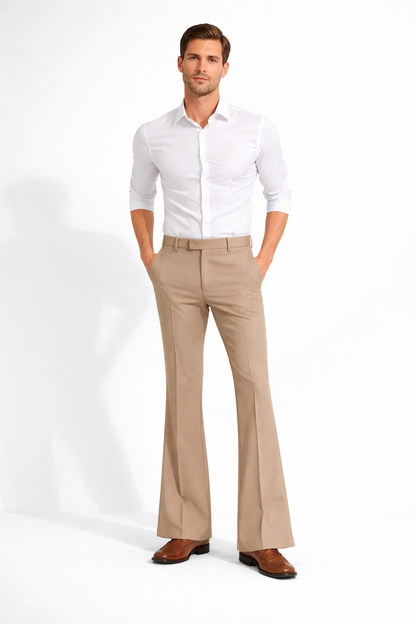 Men’s Bootcut Formal Pants Cream – Premium Fit Office & Party Wear