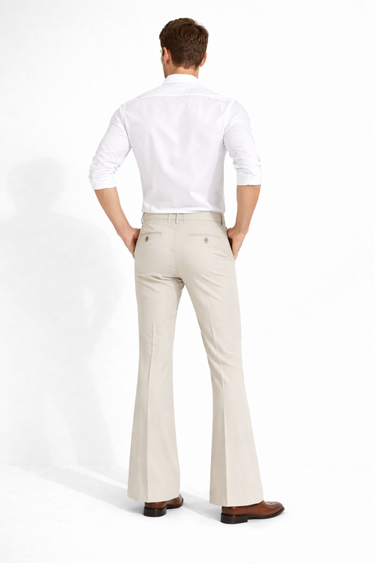 Stylish Men’s Bootcut Formal Pants – Modern Slim Fit Beige Trousers
