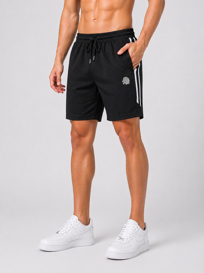 LIONIES Men’s Black Sports Shorts with Side Stripes & Premium Comfort Fit