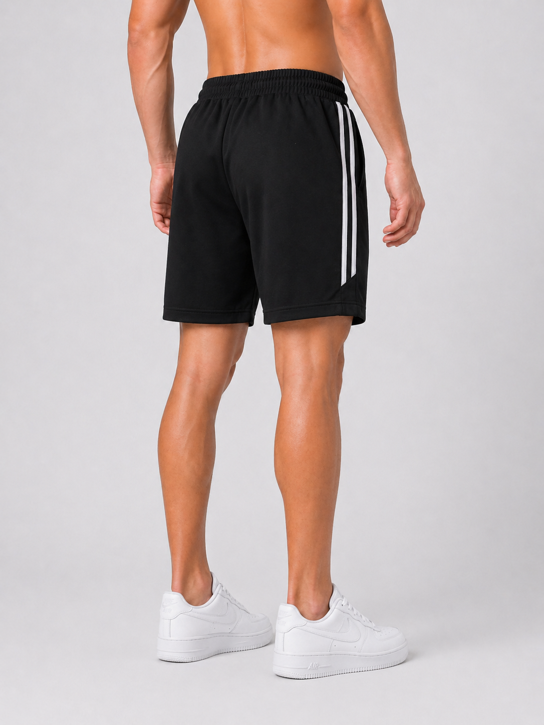 LIONIES Men’s Black Sports Shorts with Side Stripes & Premium Comfort Fit