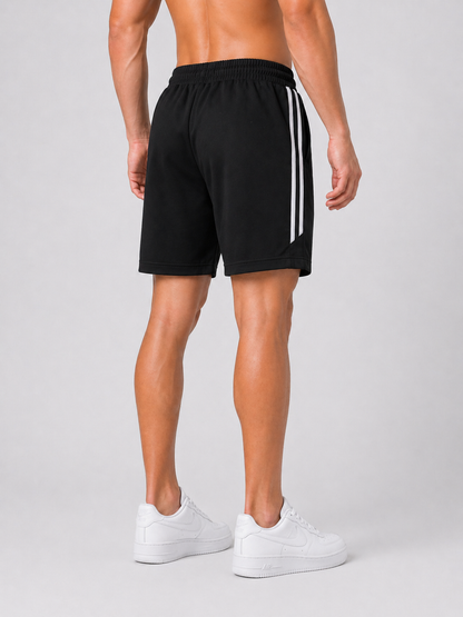 LIONIES Men’s Black Sports Shorts with Side Stripes & Premium Comfort Fit