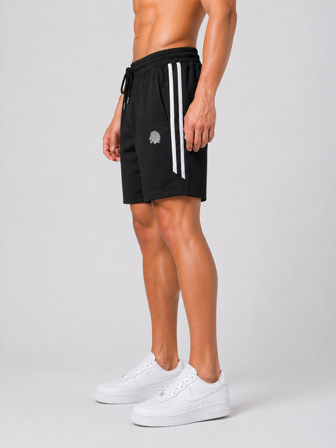 LIONIES Men’s Black Sports Shorts with Side Stripes & Premium Comfort Fit