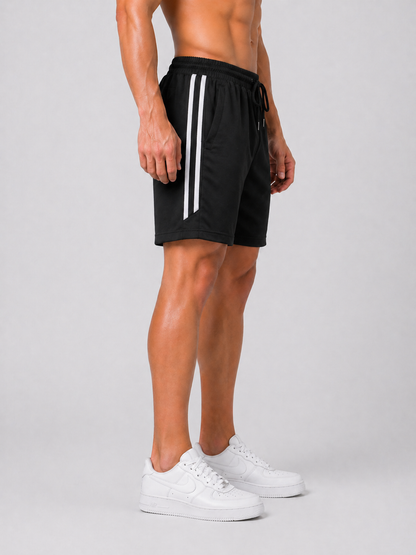 LIONIES Men’s Black Sports Shorts with Side Stripes & Premium Comfort Fit