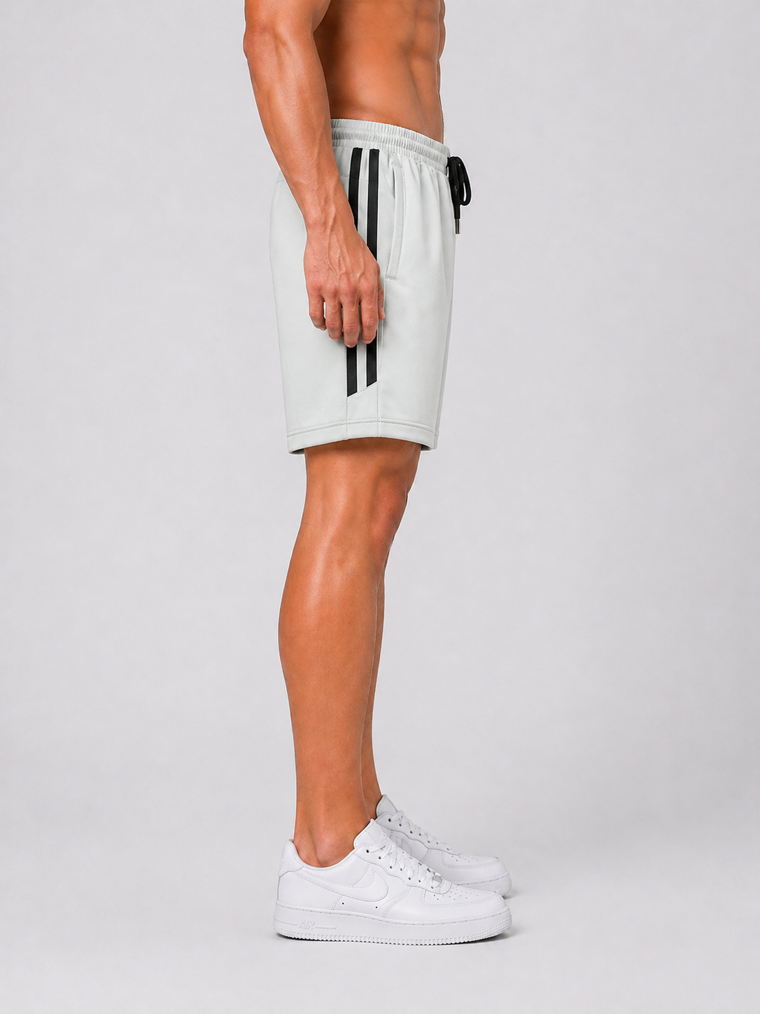 LIONIES Men’s Grey Sports Shorts with Side Stripes & Premium Comfort Fit