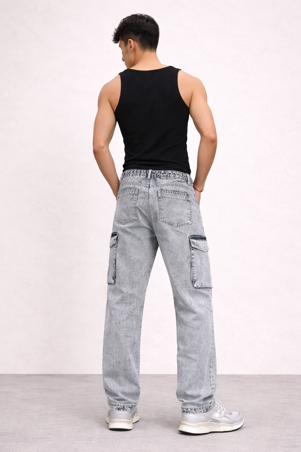 Stylish Grey Cargo Pants for Men – Multi Pocket Casual Street Style