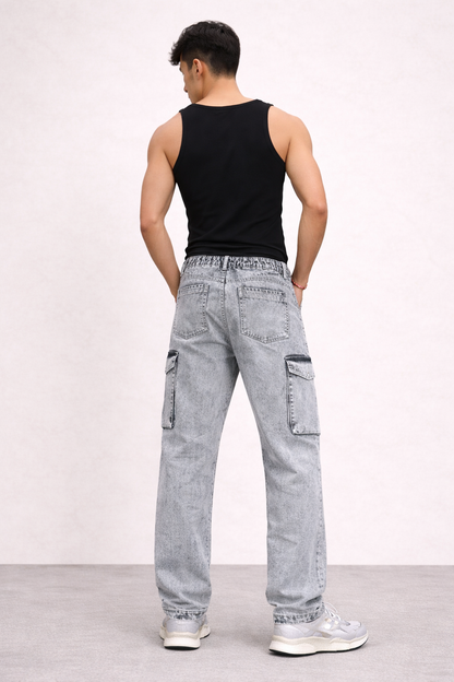 Stylish Grey Cargo Pants for Men – Multi Pocket Casual Street Style