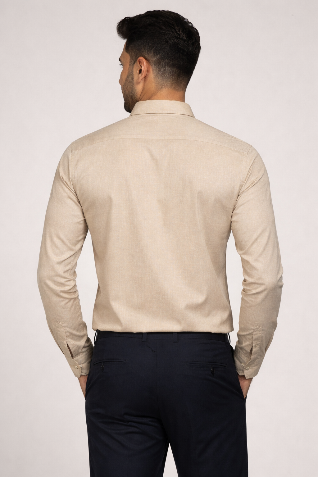 Elegant Men’s Beige Office Wear Shirt