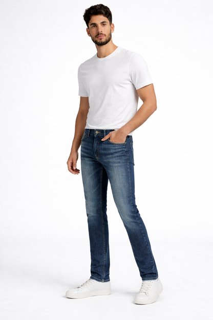 Stylish Men’s Slim Straight Dark Blue Casual Jeans