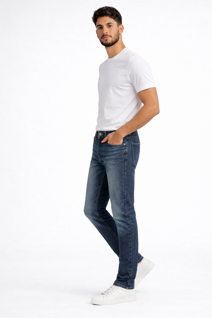 Stylish Men’s Slim Straight Dark Blue Casual Jeans