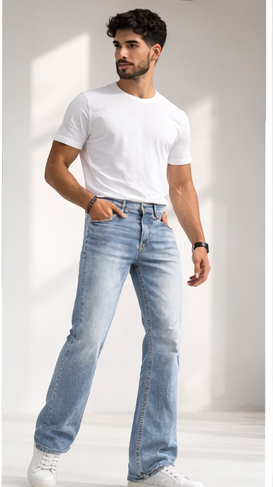 Stylish Men’s Boot Cut Fit Light Blue Denim Pants
