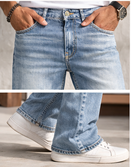 Stylish Men’s Boot Cut Fit Light Blue Denim Pants