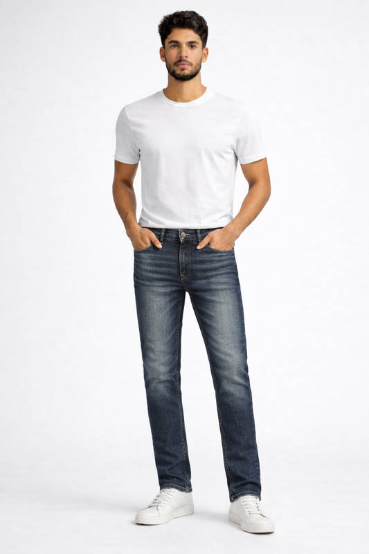 Trendy Men’s Dark Blue Regular Slim Fit Jeans