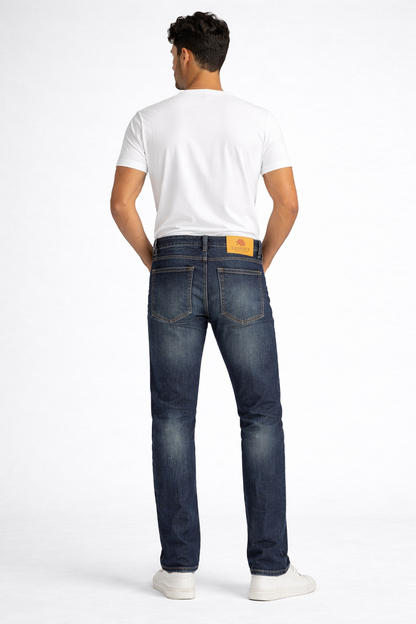 Trendy Men’s Dark Blue Regular Slim Fit Jeans