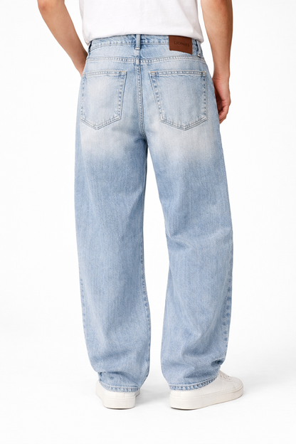 Stylish Men’s Wide Leg Light Wash Casual Denim