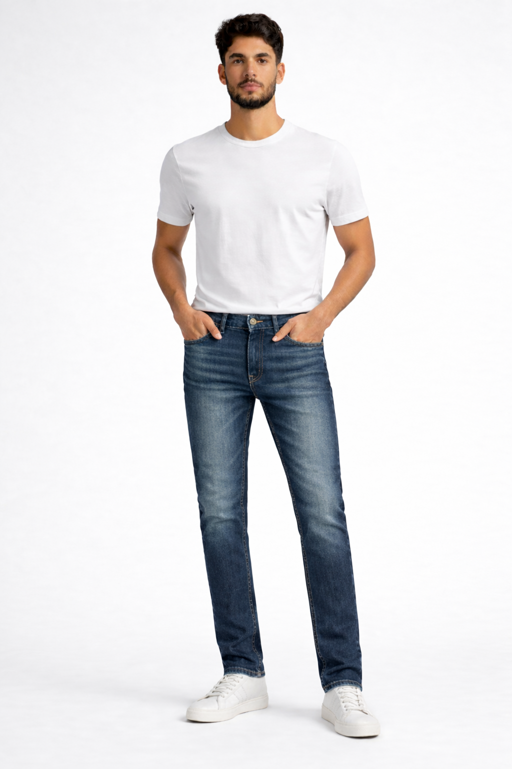 Stylish Men’s Slim Straight Dark Blue Casual Jeans