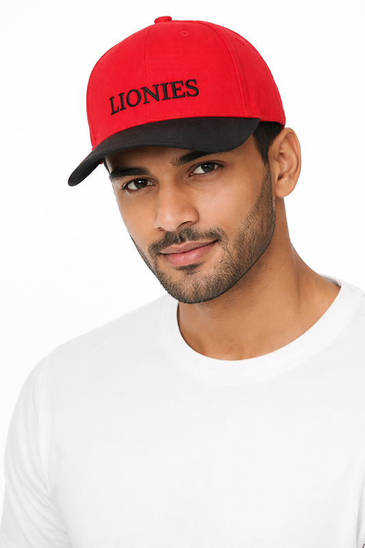 Men’s Stylish Red and Black LIONIES Cap – Casual Fashion Adjustable Hat