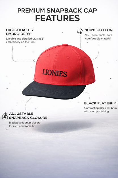Men’s Stylish Red and Black LIONIES Cap – Casual Fashion Adjustable Hat