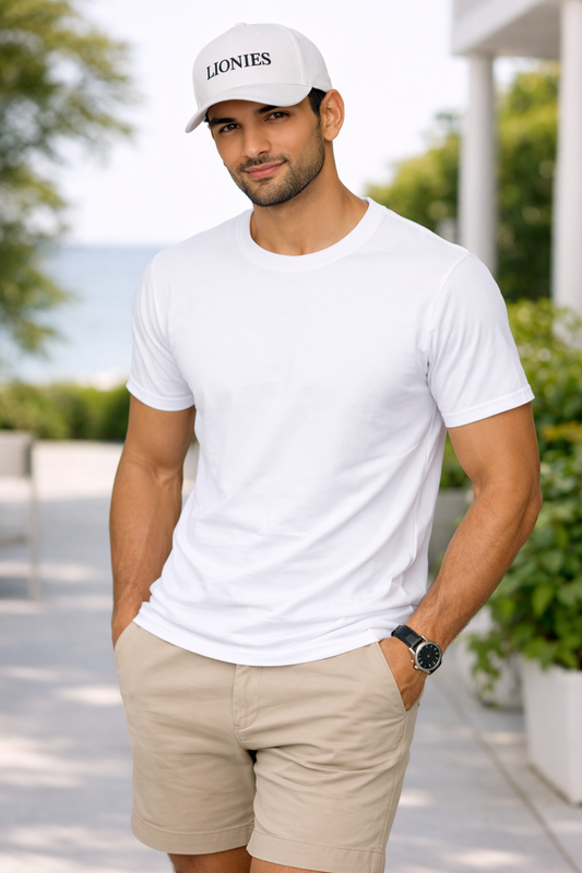 Men’s Premium White LIONIES Cap – Trendy Adjustable Casual Hat