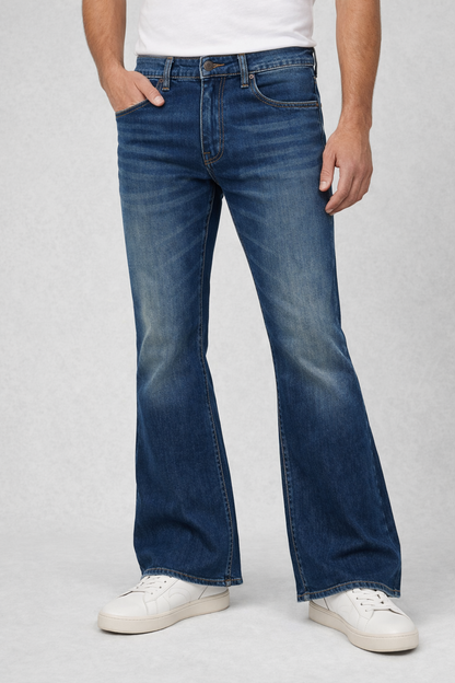 Men’s Bootcut Jeans Blue – Stretchable Slim Fit Casual Denim Pants