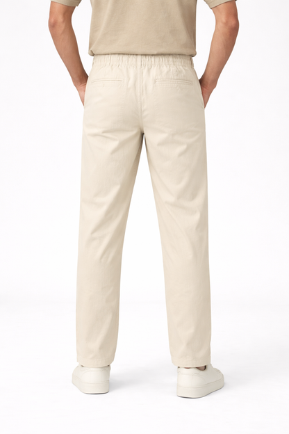 Premium Men’s Linen Pants Beige – Elastic Waist Casual Wear Bottoms