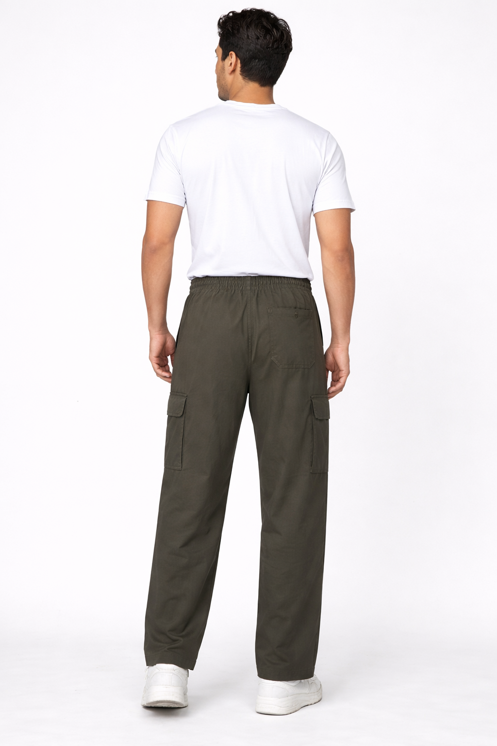 Men's Olive Green Cargo Pants with Multiple Utility Pockets and Relaxed Fit