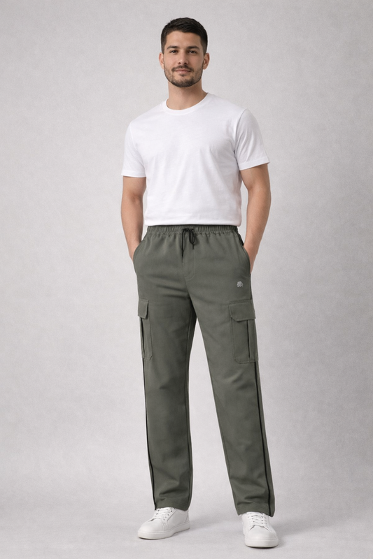 Stylish Men's Dark Brown Cargo Track Pants for Casual and Streetwear Look