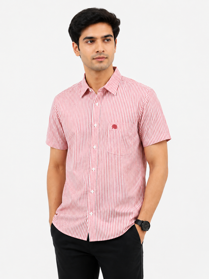 Lionies Men’s Pink Striped Casual Summer Shirt