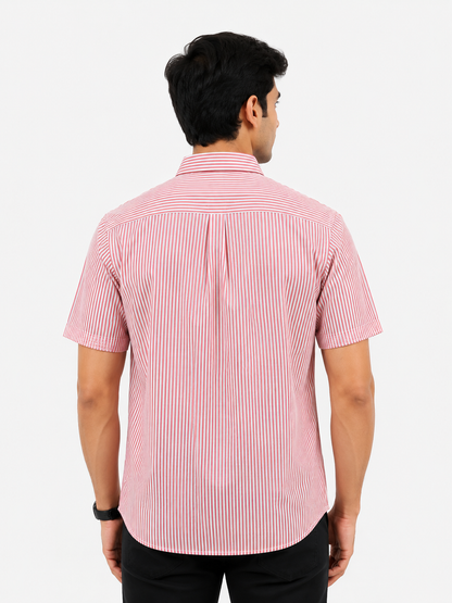 Lionies Men’s Pink Striped Casual Summer Shirt