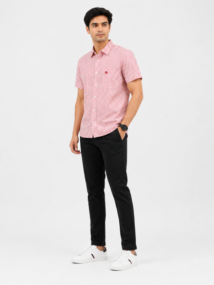 Lionies Men’s Pink Striped Casual Summer Shirt