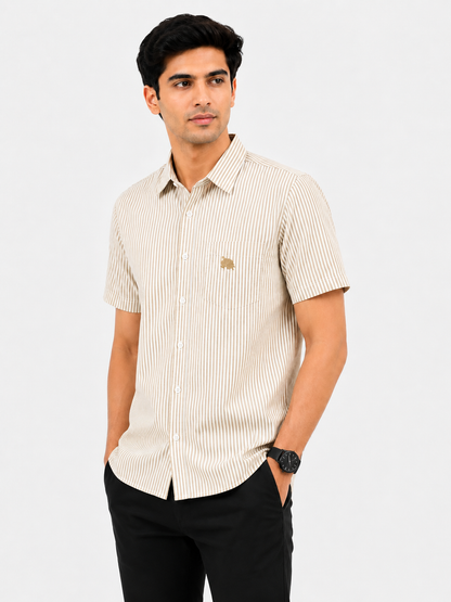 Elegant Casual Striped Half Sleeve Shirt