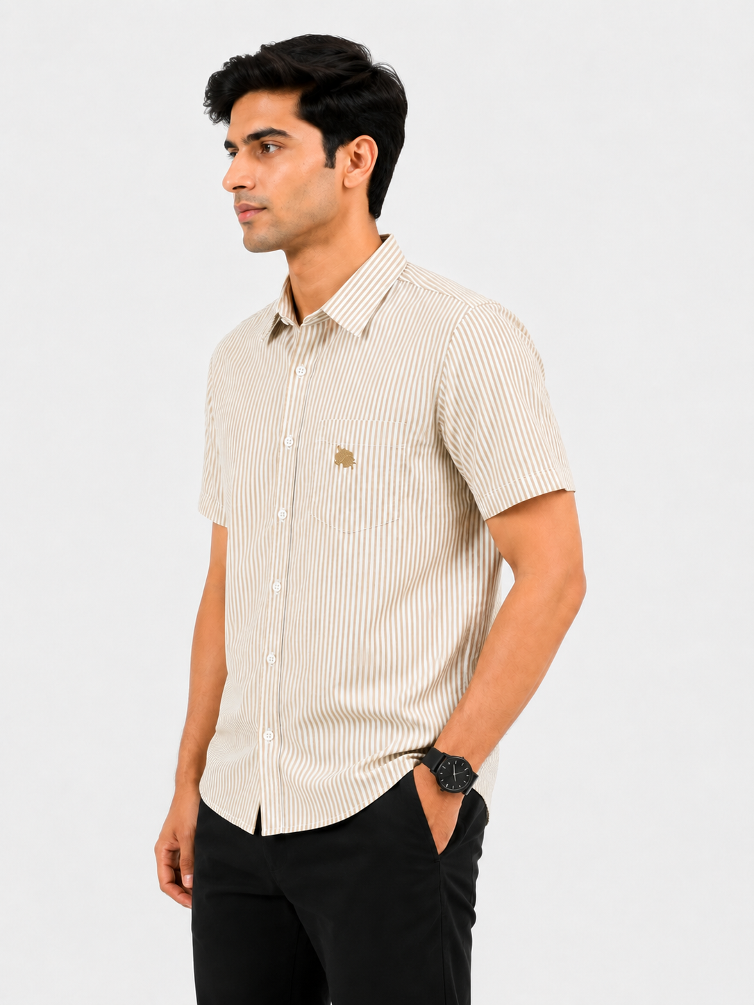 Elegant Casual Striped Half Sleeve Shirt