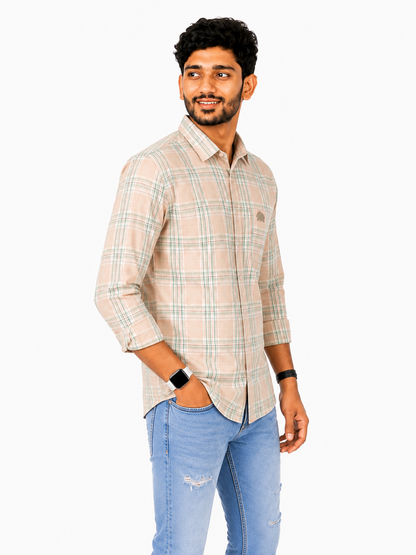 Lionies Men’s  Light Pink Chekered Premium Casual Shirt