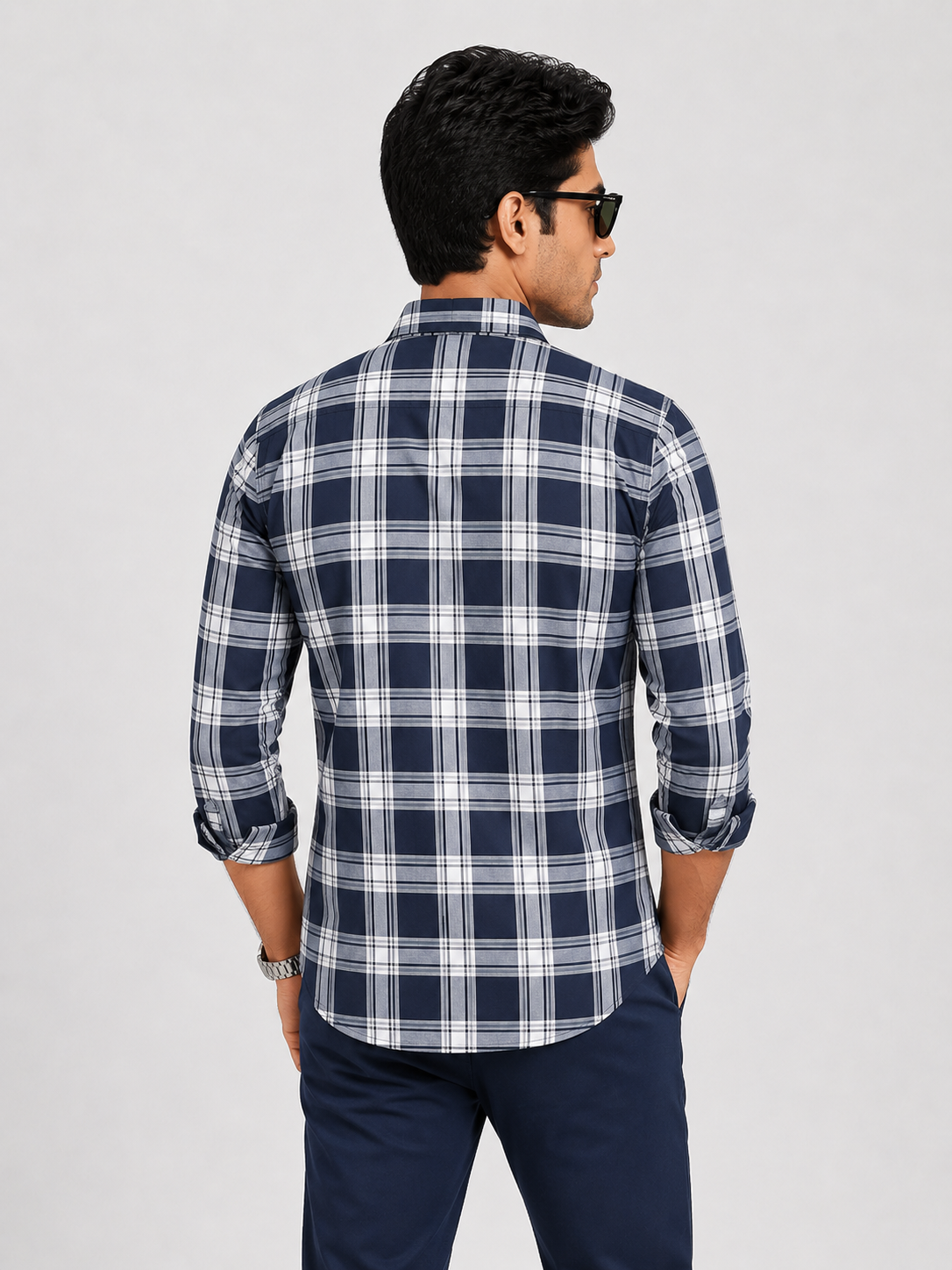 LIONIES Black Checked Slim Fit Casual Shirt