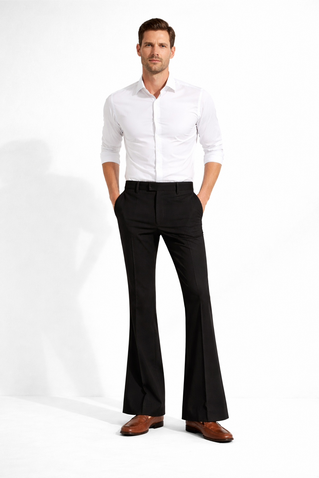 Men’s Elegant Bootcut Formal Pants – Comfortable Slim Fit Black Trousers